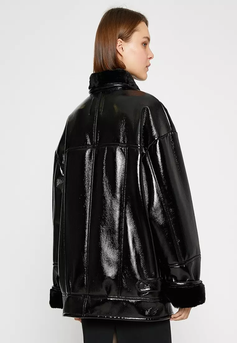 Wrap Faux Leather Jacket