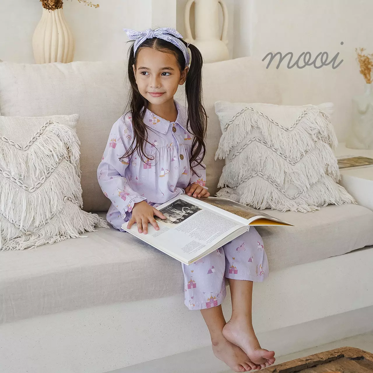 Mooi Piyama Panjang Anak Baju Tidur Cheryl Anak Long Pajamas Kids - Blue