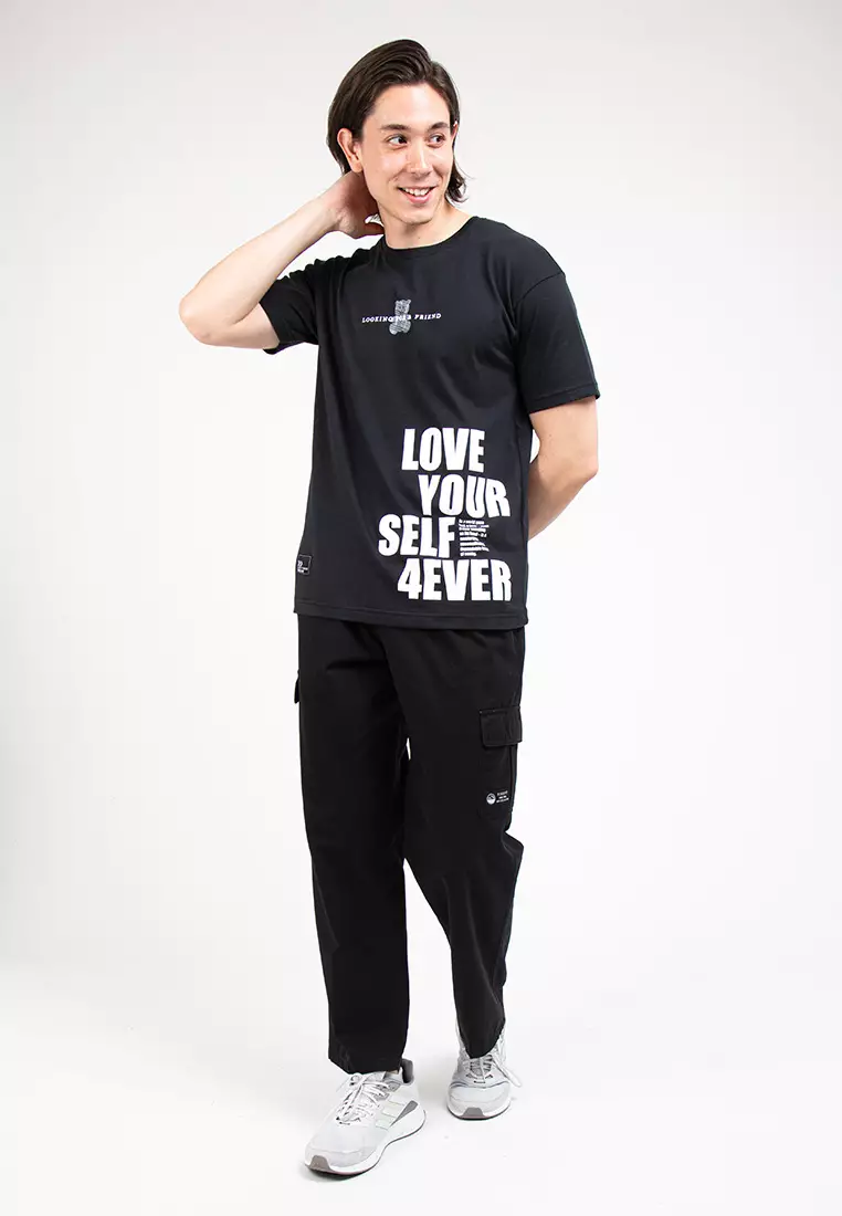 Forest Boxy Cut Graphic Tee Crew Neck Short Sleeve T Shirt Men | Oversized Shirt Men - 621296-01Black