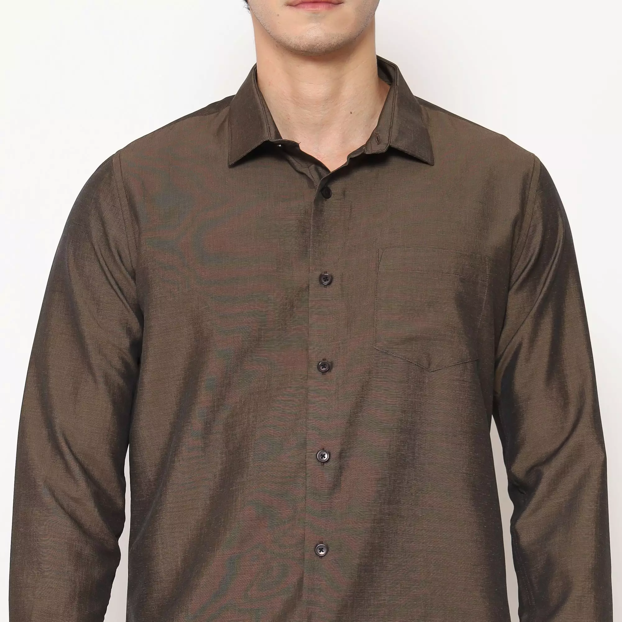 MAGINOT Kemeja Pria Basic Polos Panjang COFFEE