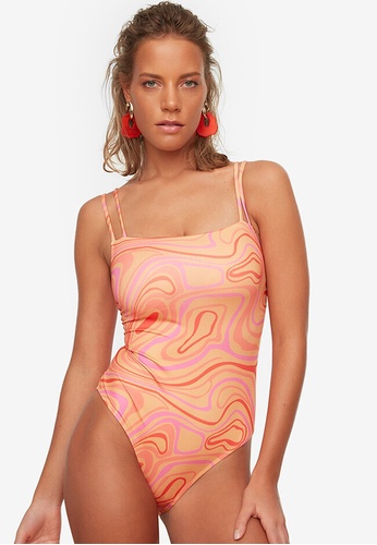 Trendyol multi Abstract Pattern Back Detailed Swimsuit 0BF77US977BA62GS_1