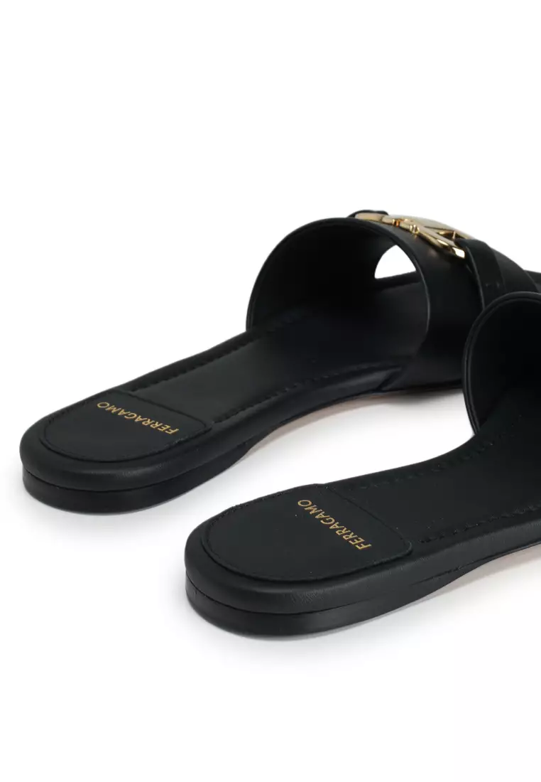 Buy Salvatore Ferragamo Gancini Ornament Flat Slides (ik) 2025
