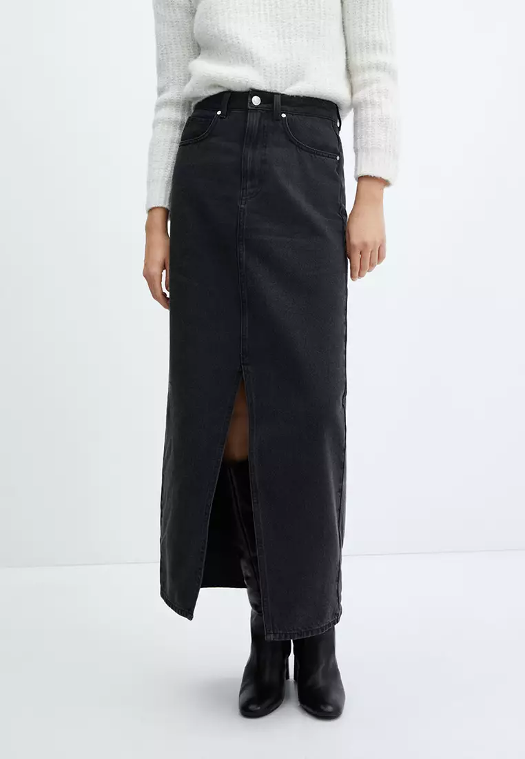 Black jean skirt outlet outfit designer online