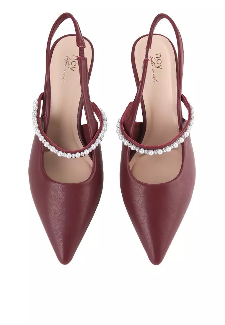 LAUREL J2587-9 SLINGBACK HEELS MAROON