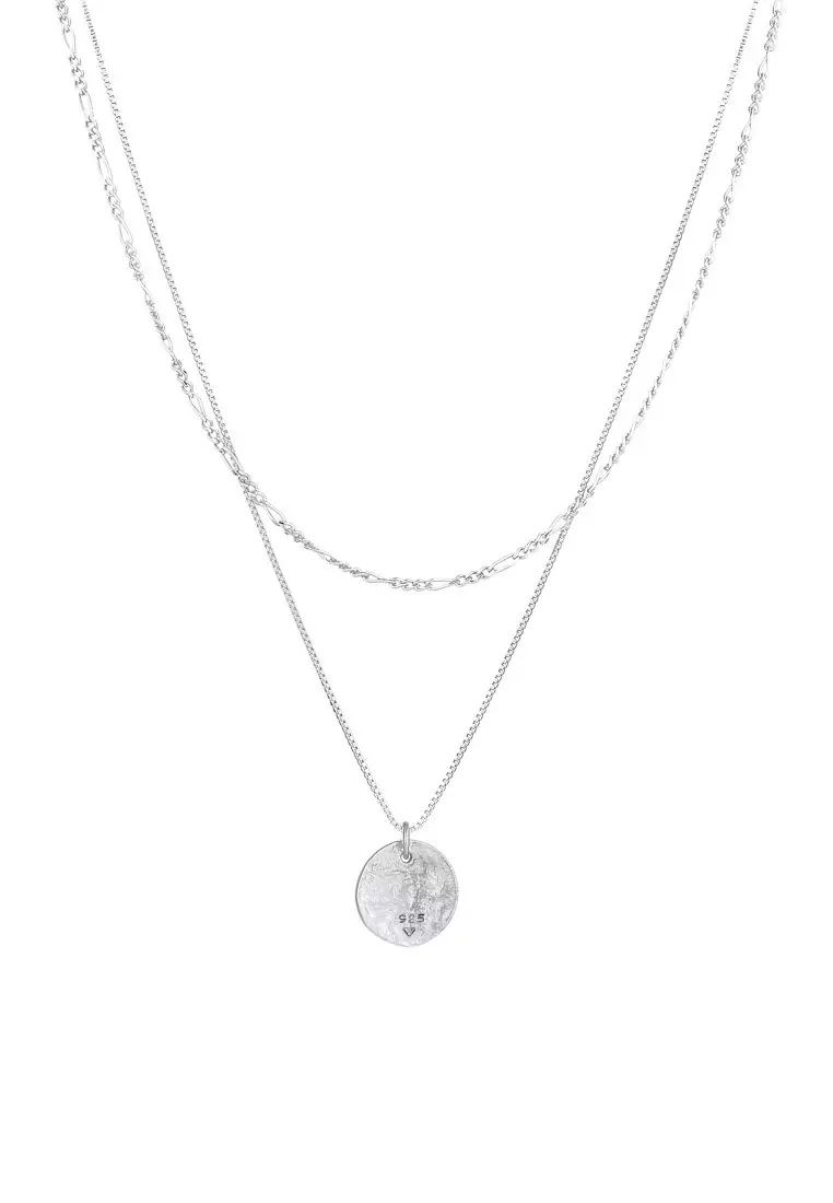 Kalung Perhiasan Perak 925 Wanita Layer Plate Boho