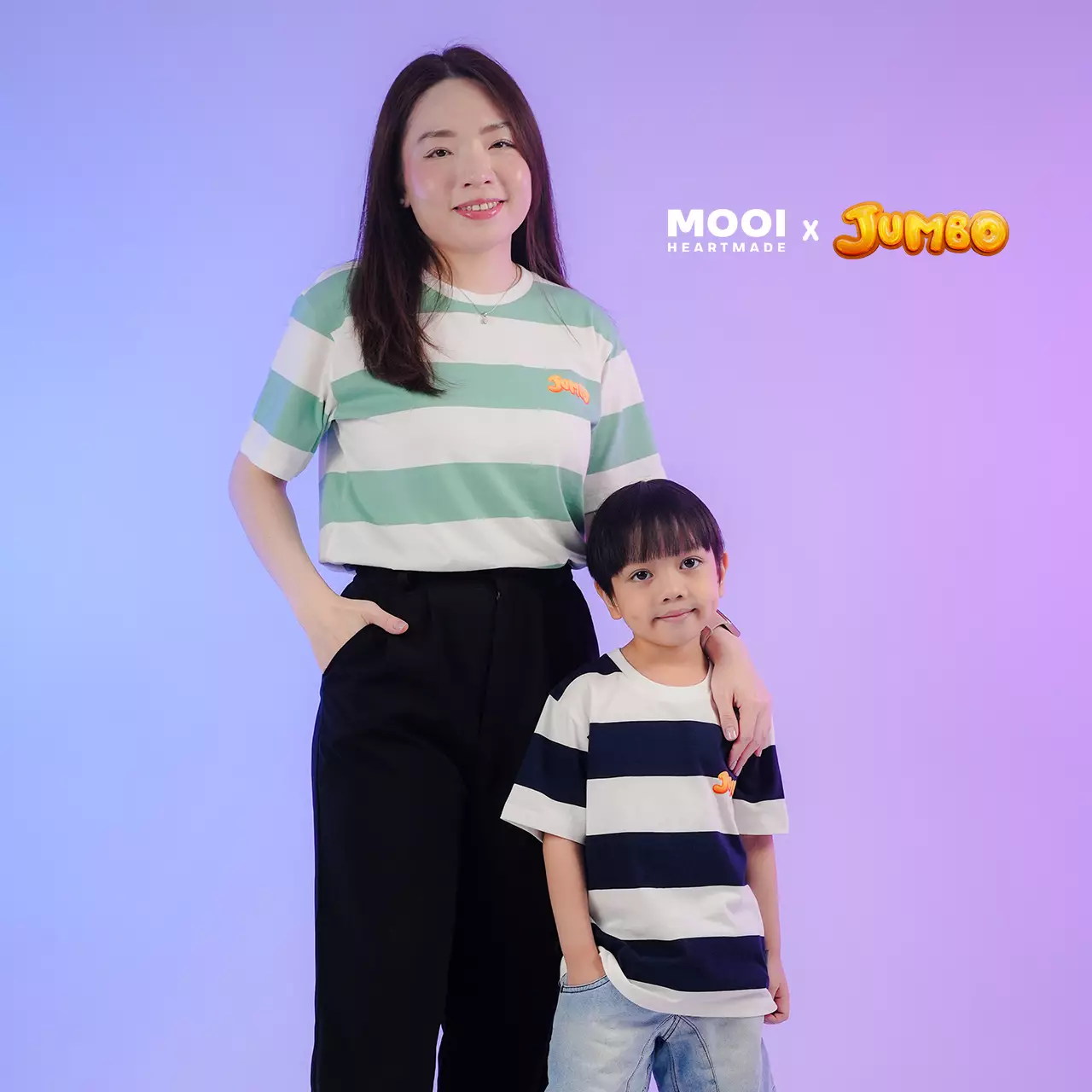 Mooi x Jumbo Kaos Dewasa Tshirt Striped Adult - Navy