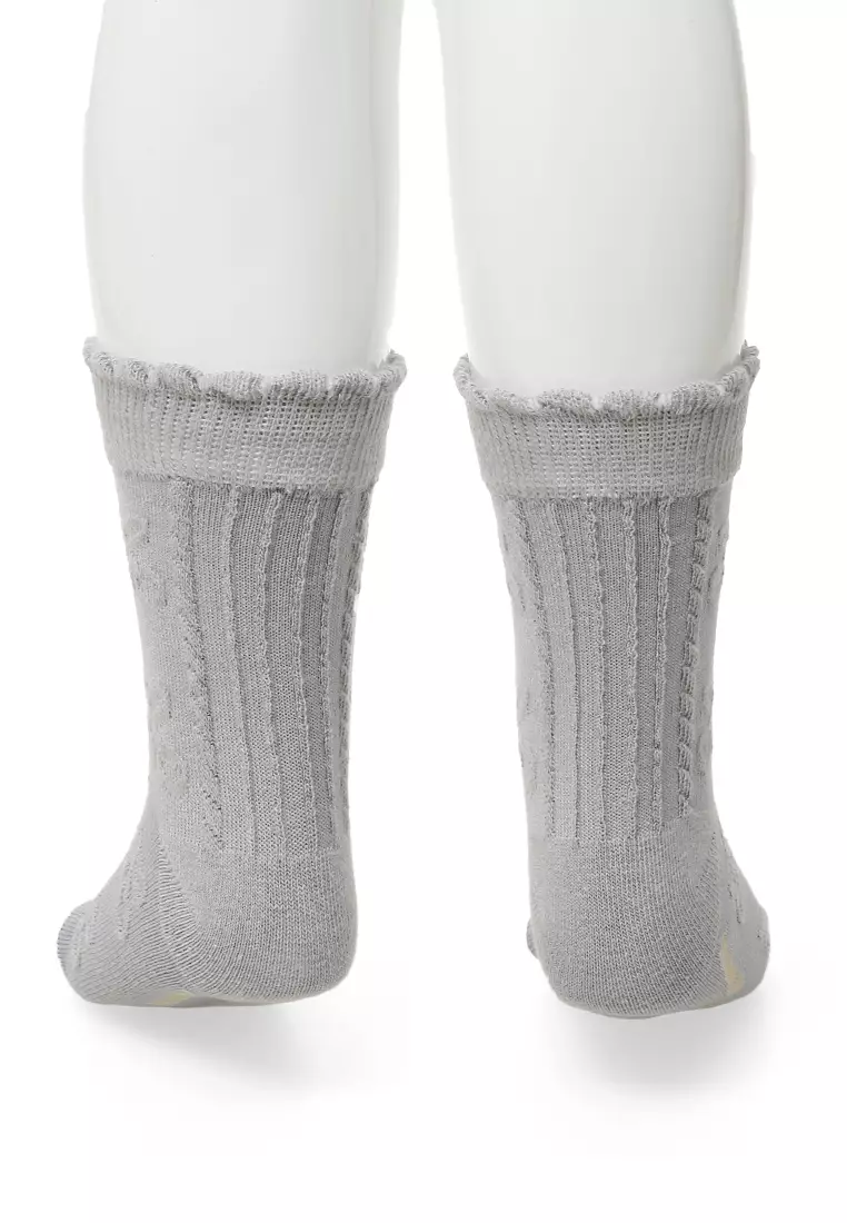 Candie Kaos Kaki Anak Wanita Motif Cherry Children's Socks Comportable Material Cotton ORIGINAL - Gray