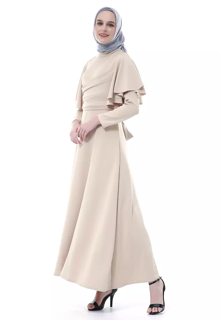 Zeta Dress Fashion Muslimah Wanita Long Sleeve Style Basic Relaxed Fit - Cream