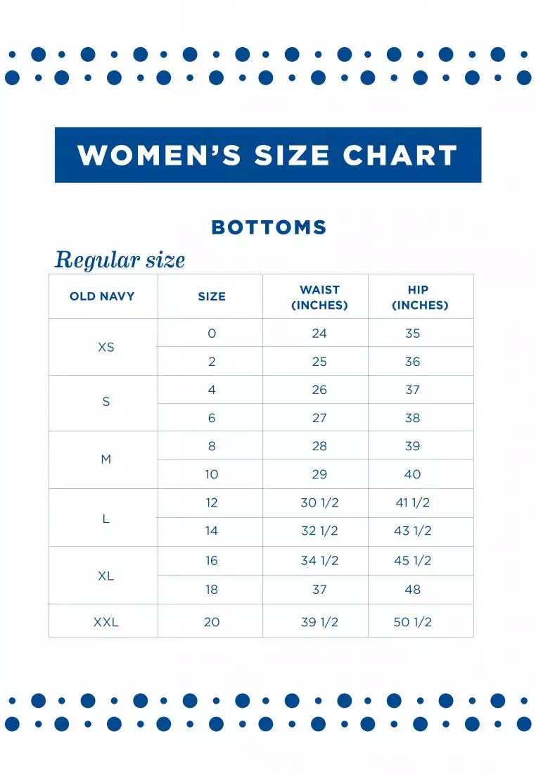 Old navy jean size chart hot sale