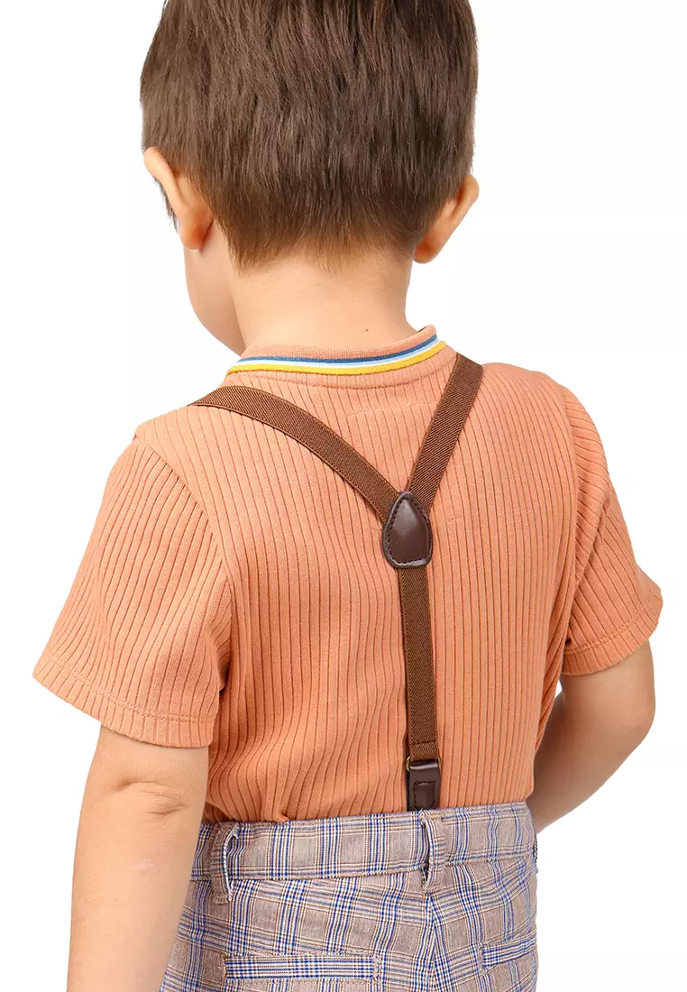 Baby Boys Low Crotch Houndstooth Pants with Suspenders