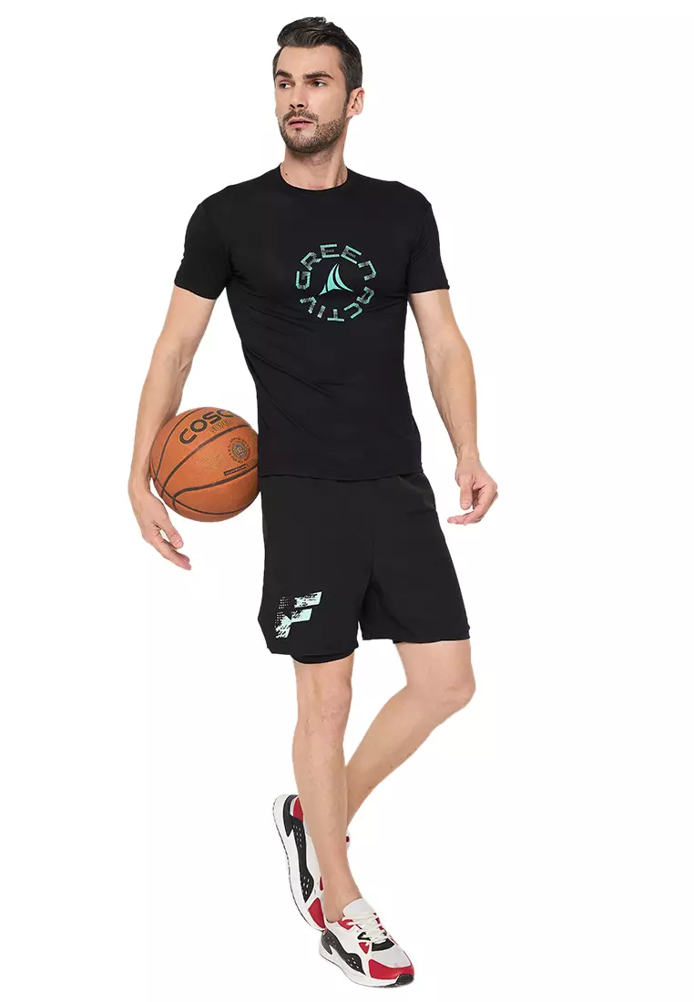 Men's Black Training/Gym Dual Layer Shorts