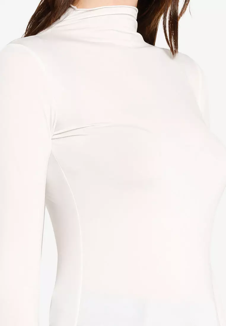 White long sleeve high on sale neck