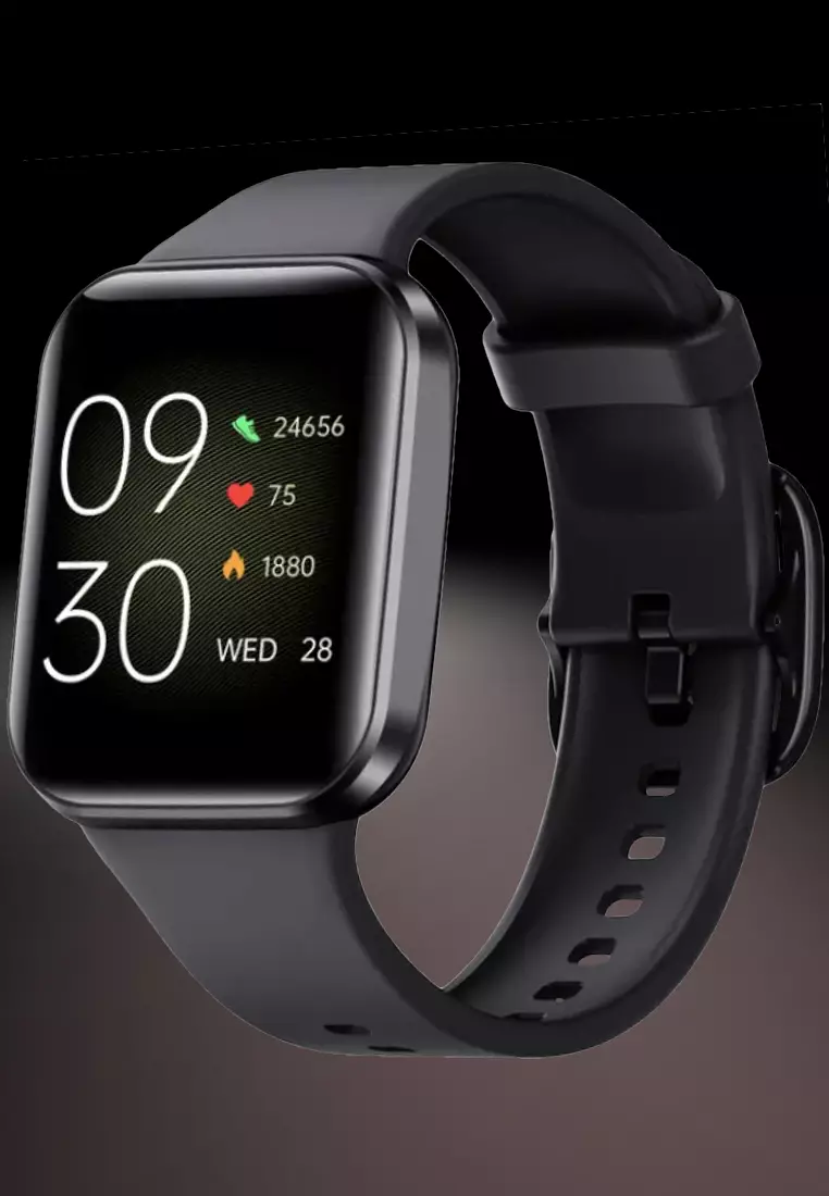 His and Hers - 2 IOS/Android IP Black & Pink Smart Watches with Rubber Strap