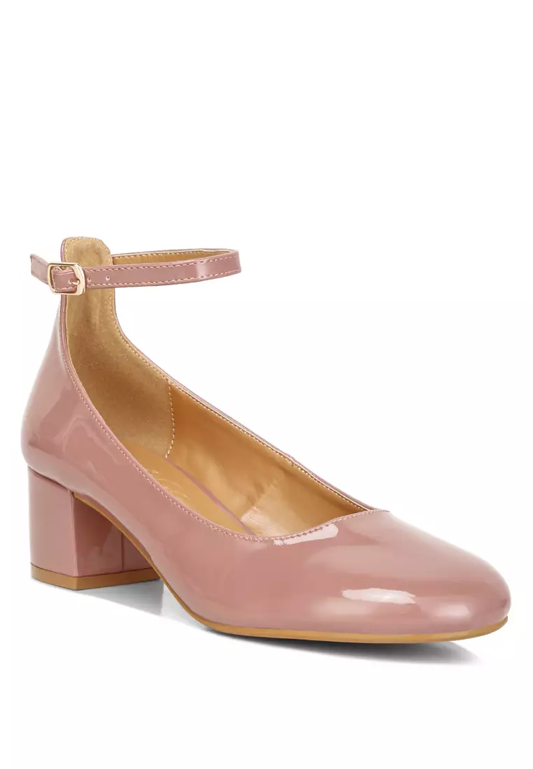 Blush pink low block heels top