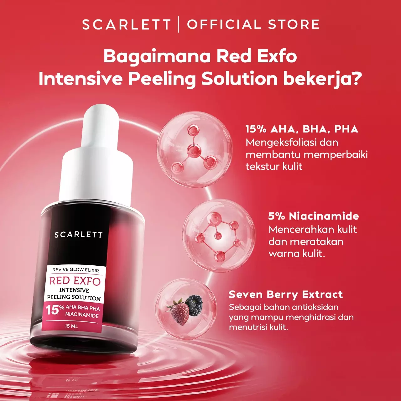 Scarlett Whitening Revive Glow Elixir Red Exfo Intensive Peeling Solution
