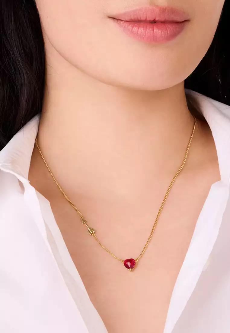 Lovestruck Heart And Arrow Necklace in Red KL102