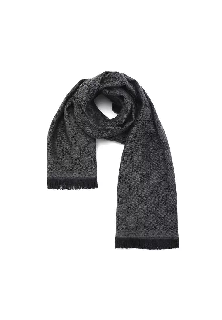 Gg Jacquard Pattern Knitted Scarf