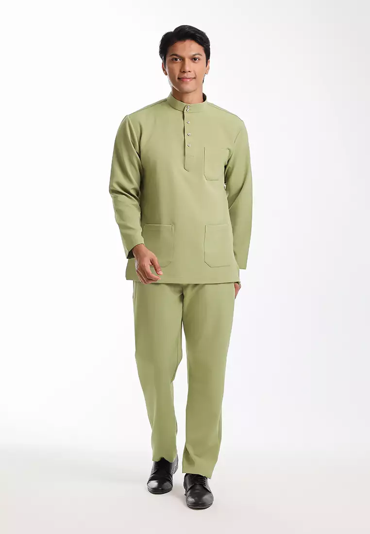 Alain Delon Baju Melayu Cekak Musang Dewasa - 19026002-40SageGreen