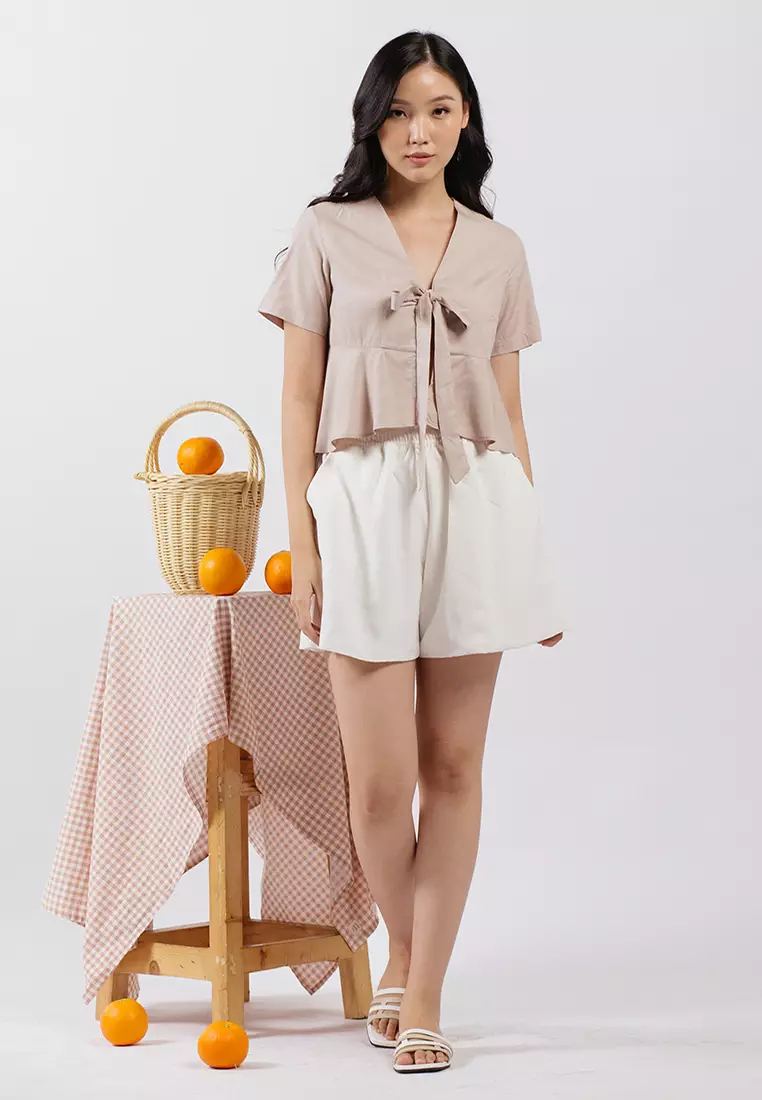 Bow Tied Top/Outer in Sand