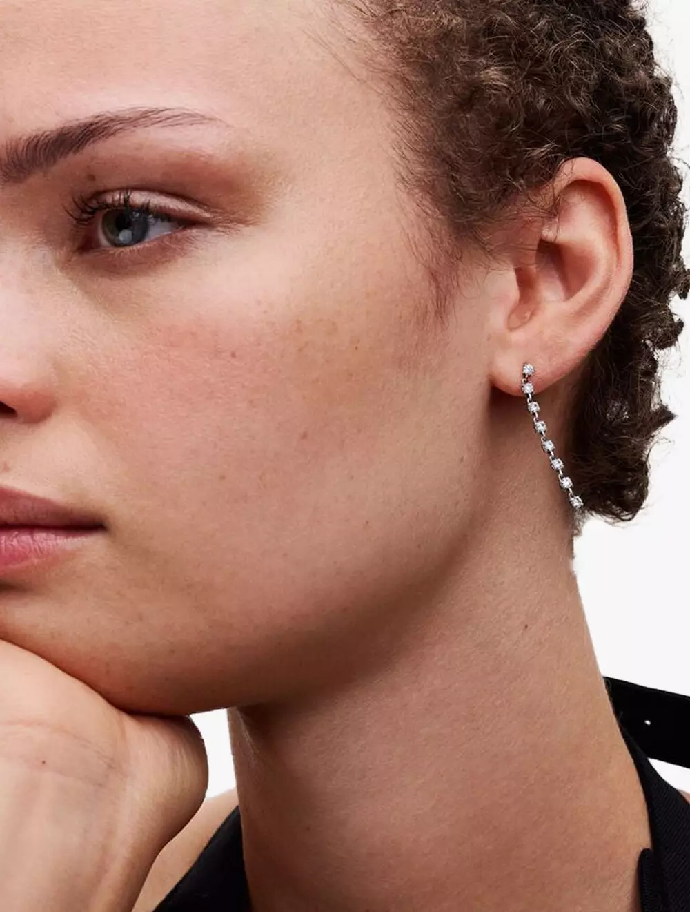 Sterling silver drop earrings with clear cubic zirconia