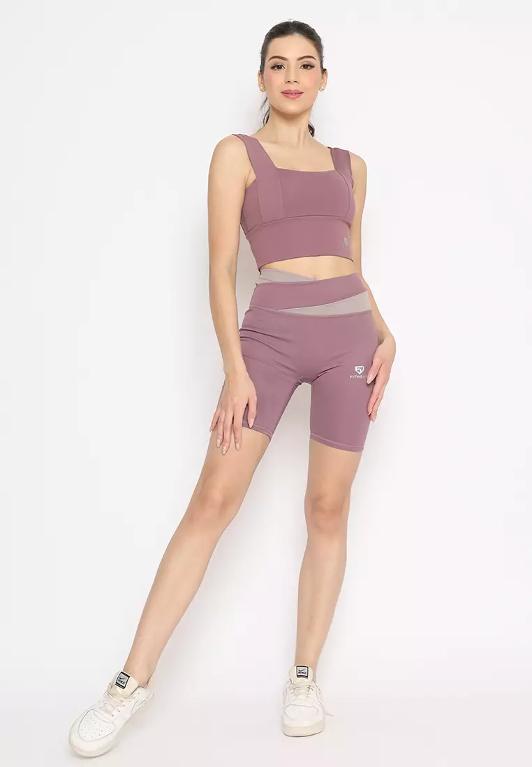 Fitwear - Celana / Legging Pendek Olahraga Wanita WINTER SEAMLESS SHORT - 2TONE PURPLE