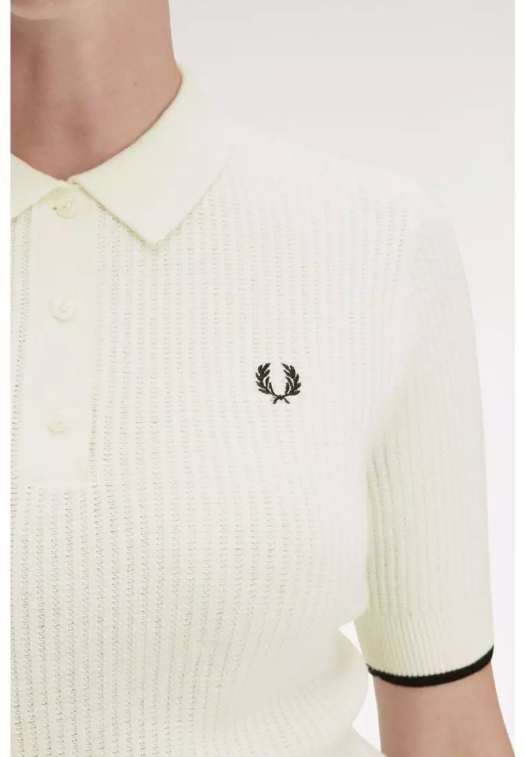 Fred Perry K9113 Mesh Knit Polo Shirt (Light Ecru)