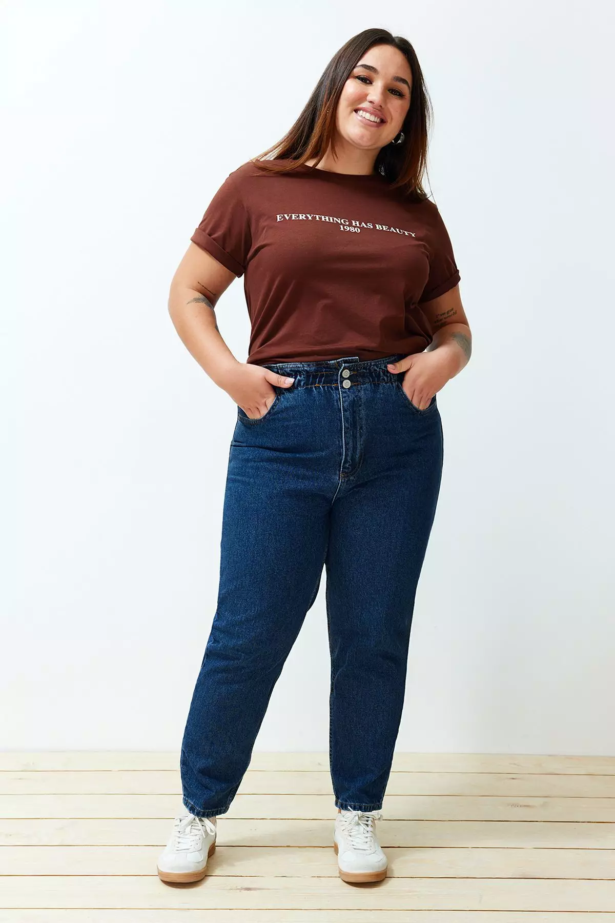 Plus Size High Elastic Waist Mom Jeans
