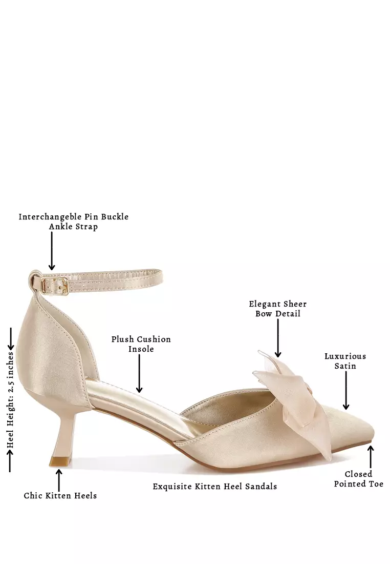 Bow Detail Satin Sandals in Beige