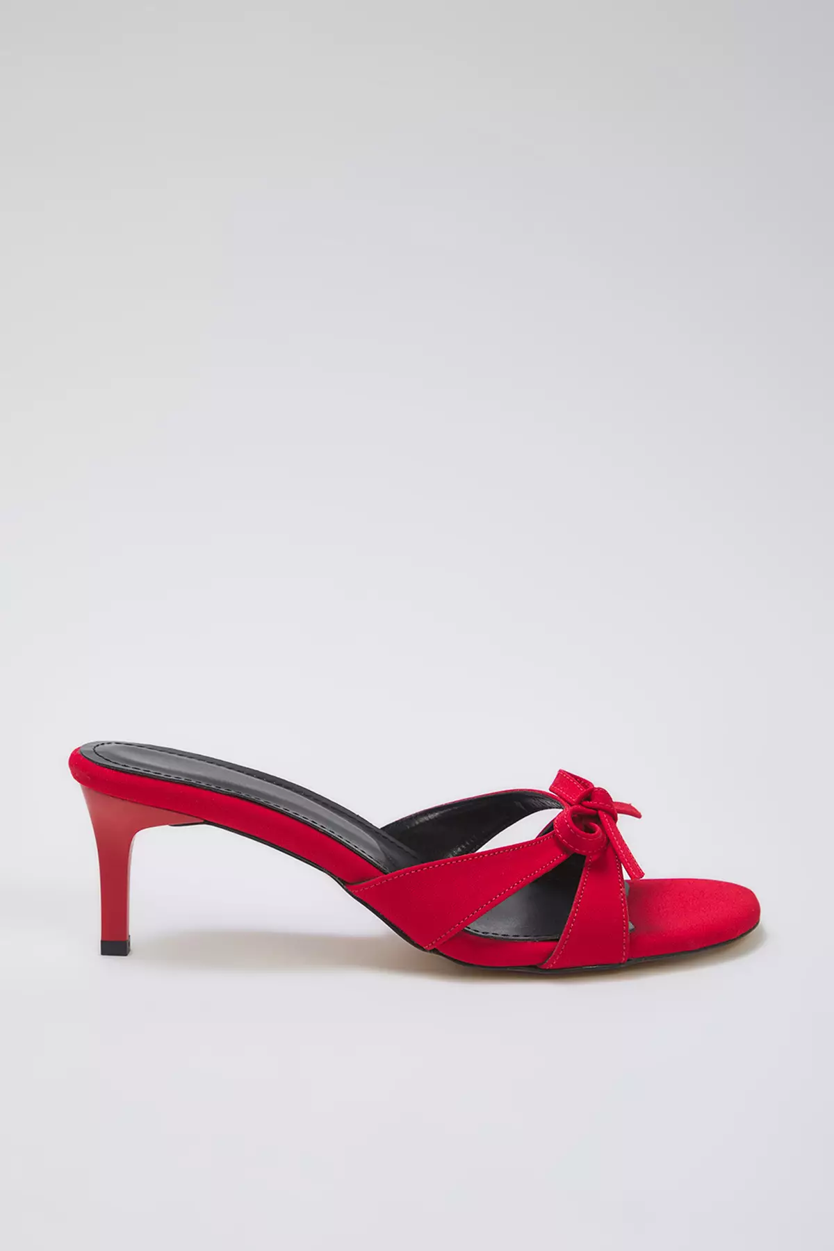 Red Bow Detail Round Toe Women Heels Slippers Takss25To00012