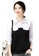 A-IN GIRLS black and white Simple Color Block Lapel Top 2CD0FAA0238C1EGS_1