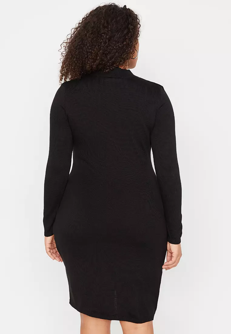 Plus Size Stand Collar Bodycon Dress