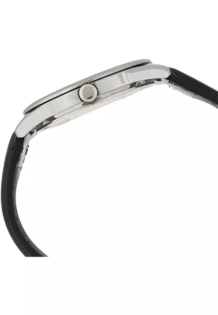 Casio - Jam Tangan Pria - Silver - Black Leather Strap - MTP-V005L-7BUDF