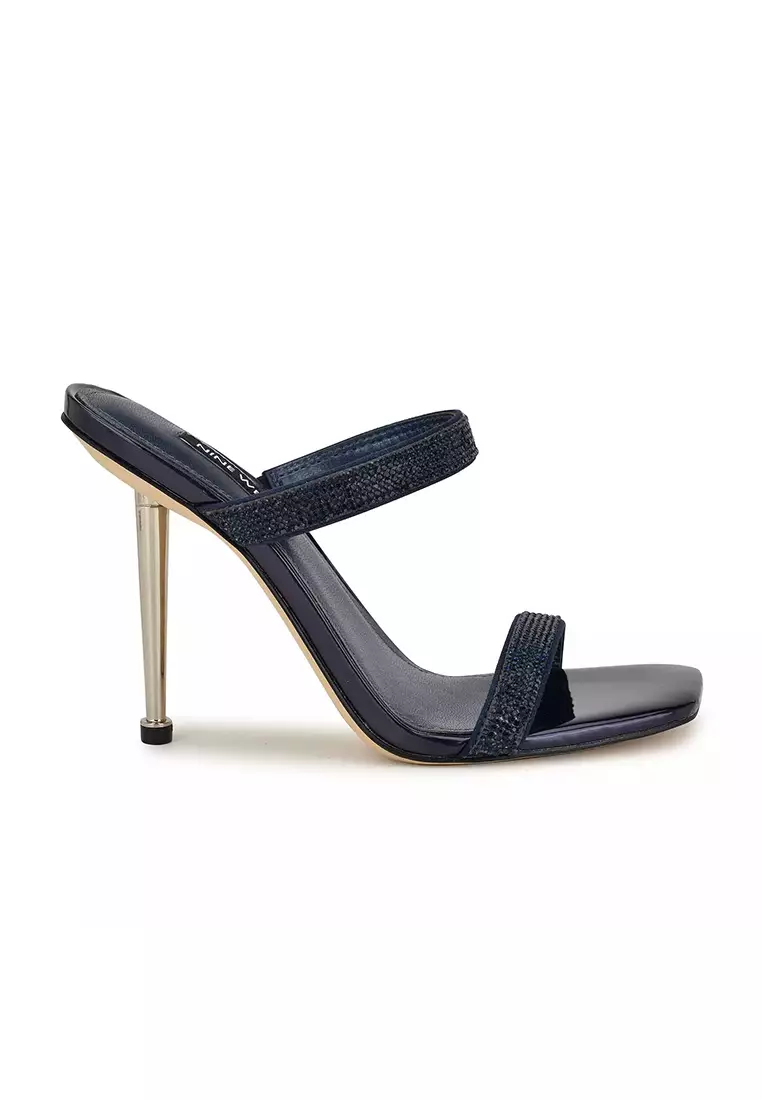 Discount on Nine West  shoes - SKU: Yogirl2 Square Toe Slip- On Dress Sandals Dark Blue