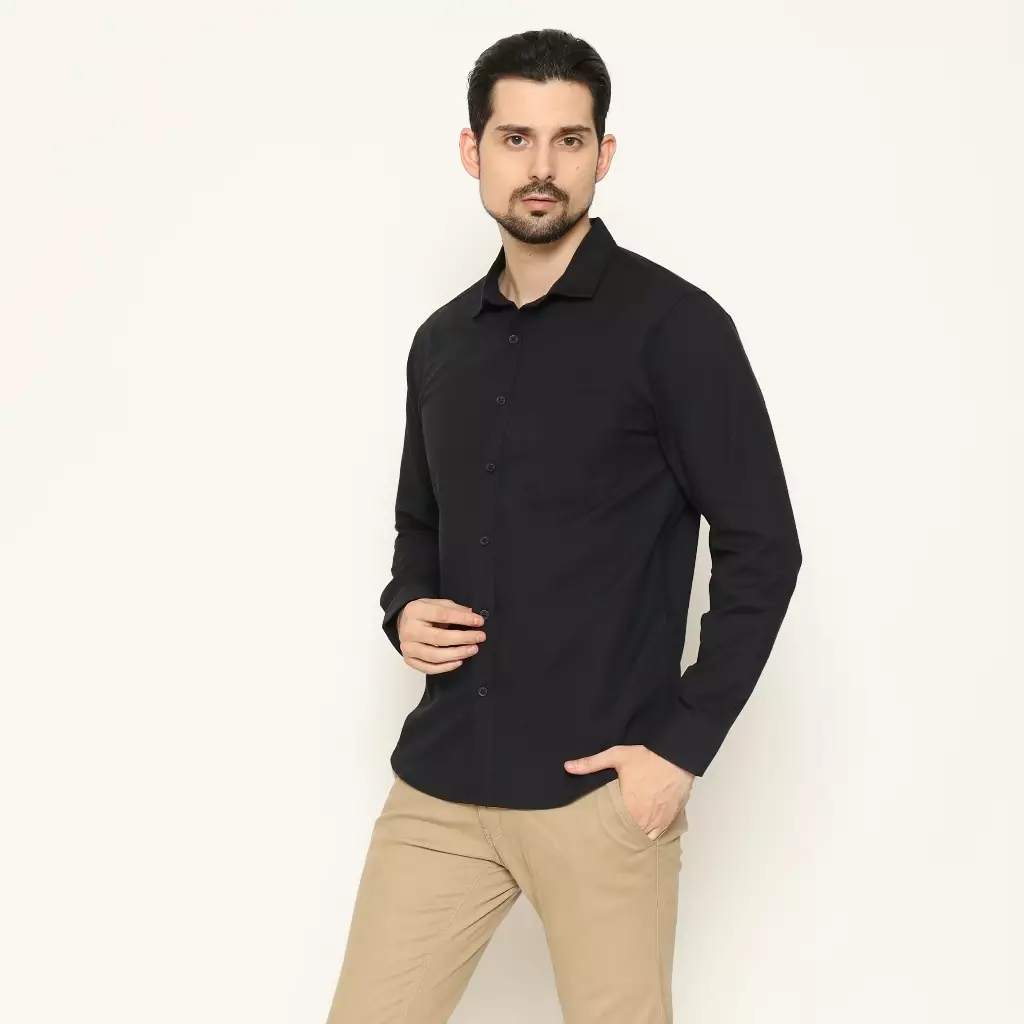 AMK Kemeja Pria Lengan Panjang SHS Igor L/S Black
