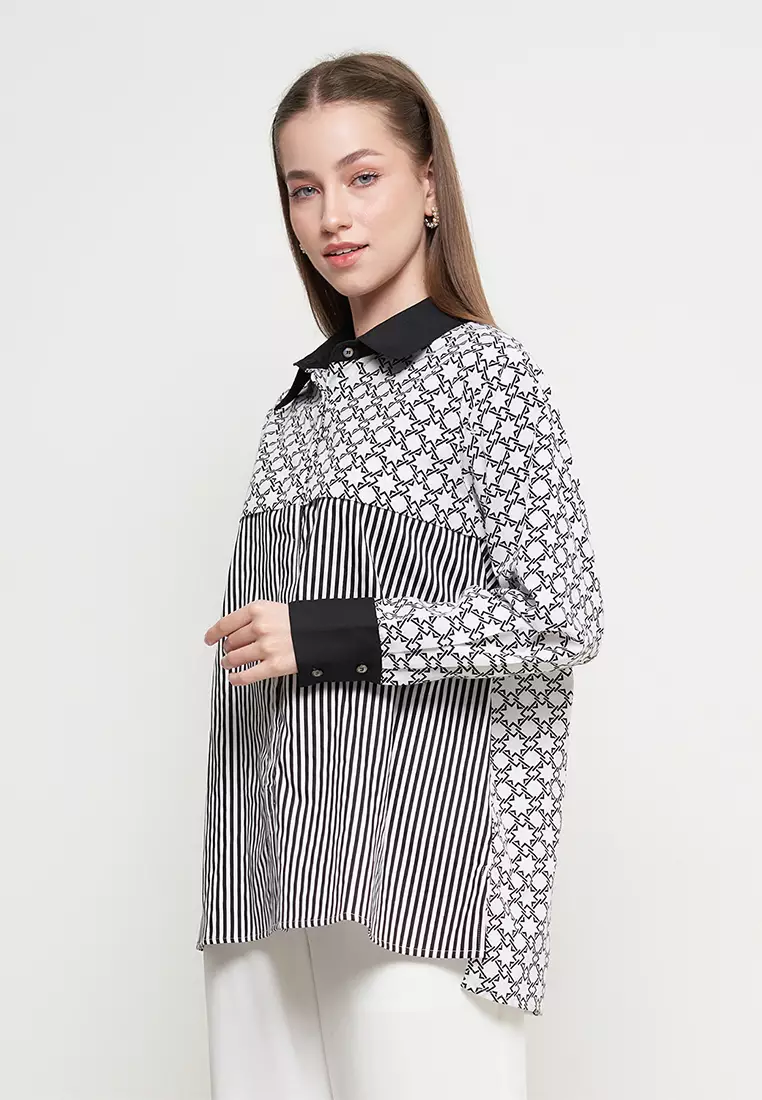 KLA - Kemeja Casual Wanita Siera Monochrome