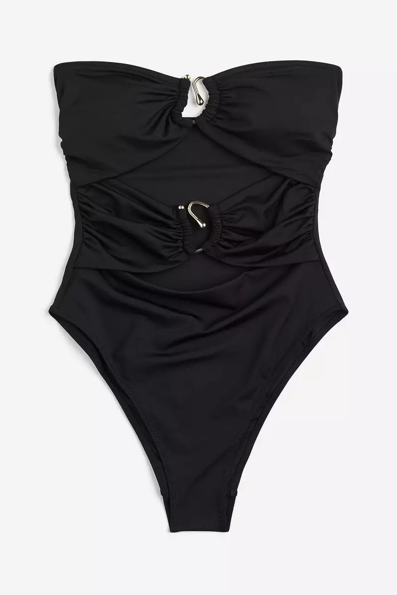 Buy H&M Padded-cup High-leg bandeau swimsuit 2024 Online