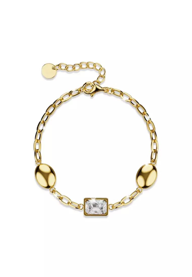 Oval Square Zirconia Bling Bracelet in Gold
