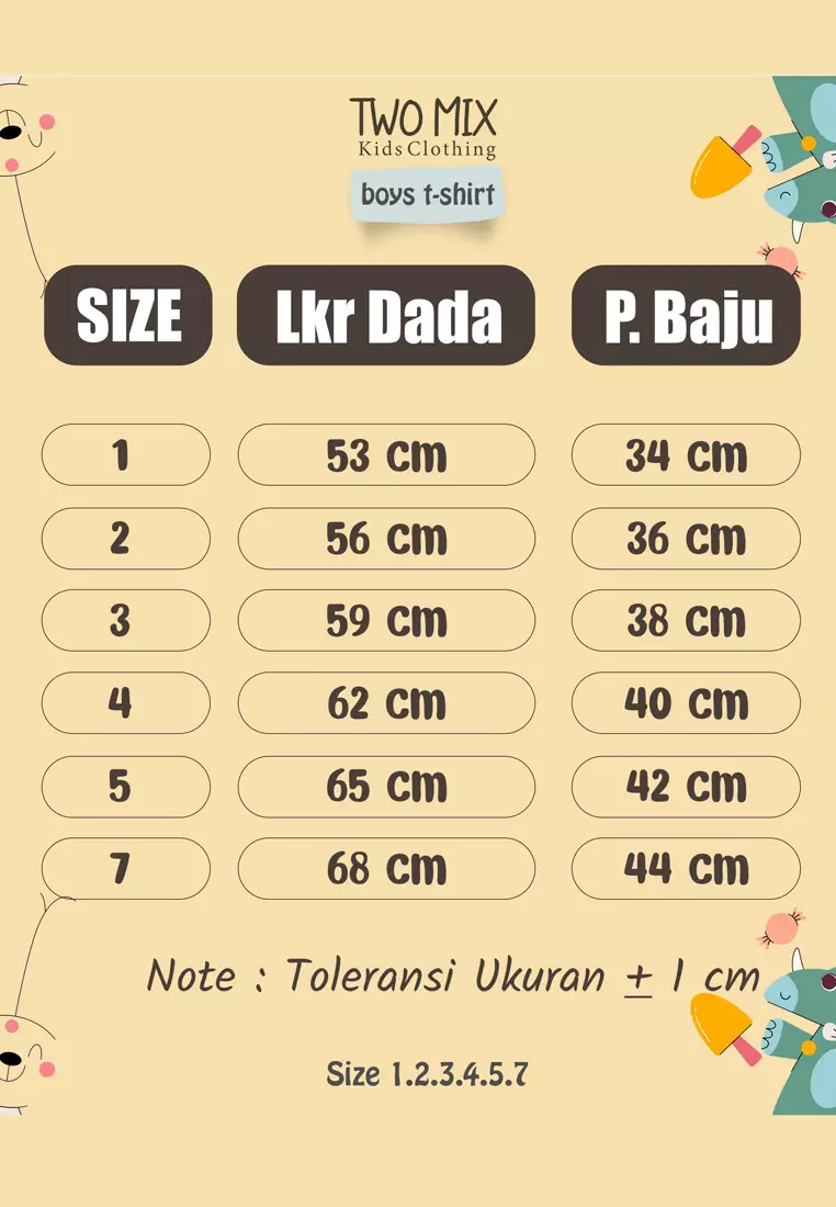 Two Mix - Kaos Oblong Lucu Anak Laki-Laki / Perempuan 1-7 Tahun Motif Cute Bear 4313A Cream