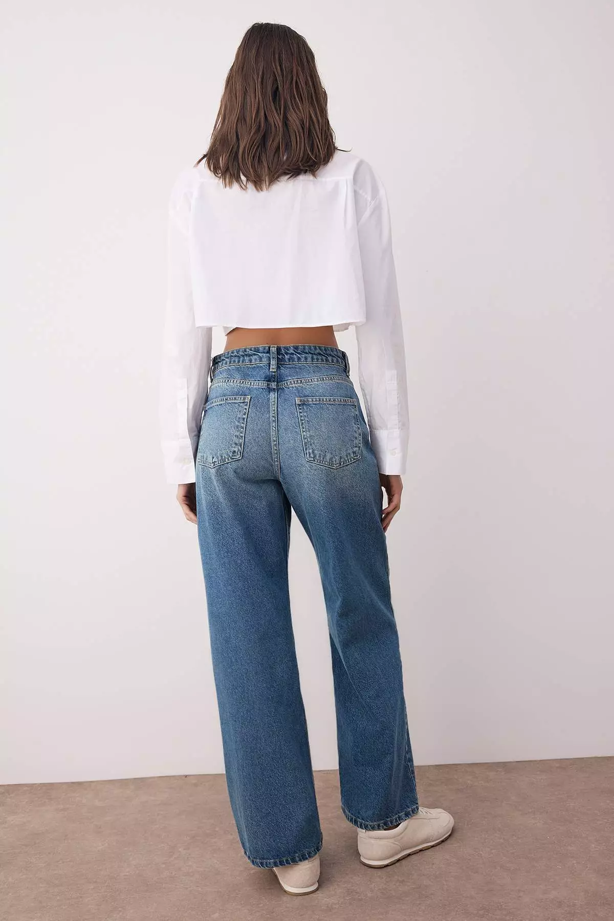 Blue High Waist Wide Leg Wide Leg Jeans Twoaw26Je00145