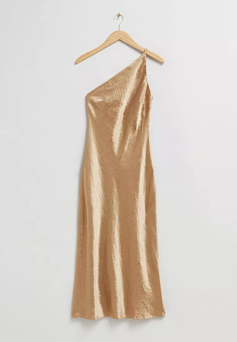 Gold silk on sale midi dress