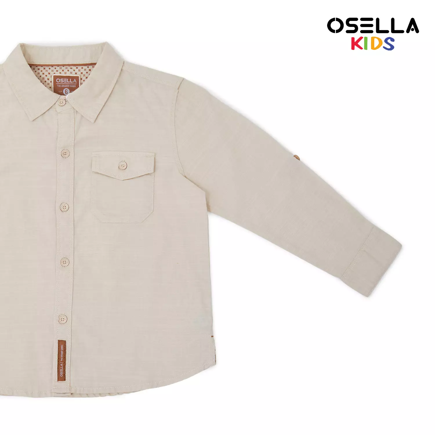 [NEW] Osella Zahir Linen Slub Long Sleeve Solid Shirt 2237500388 | Atasan Kemeja Lengan Panjang Anak Laki Laki