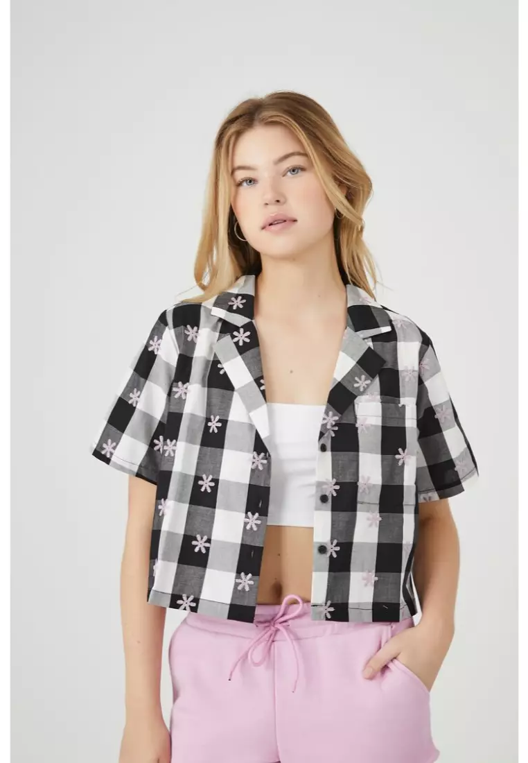 Buy FOREVER 21 Flower Embroidered Plaid Shirt 2024 Online ZALORA