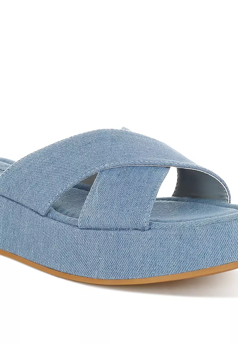 Denim Flatform Slip Ons