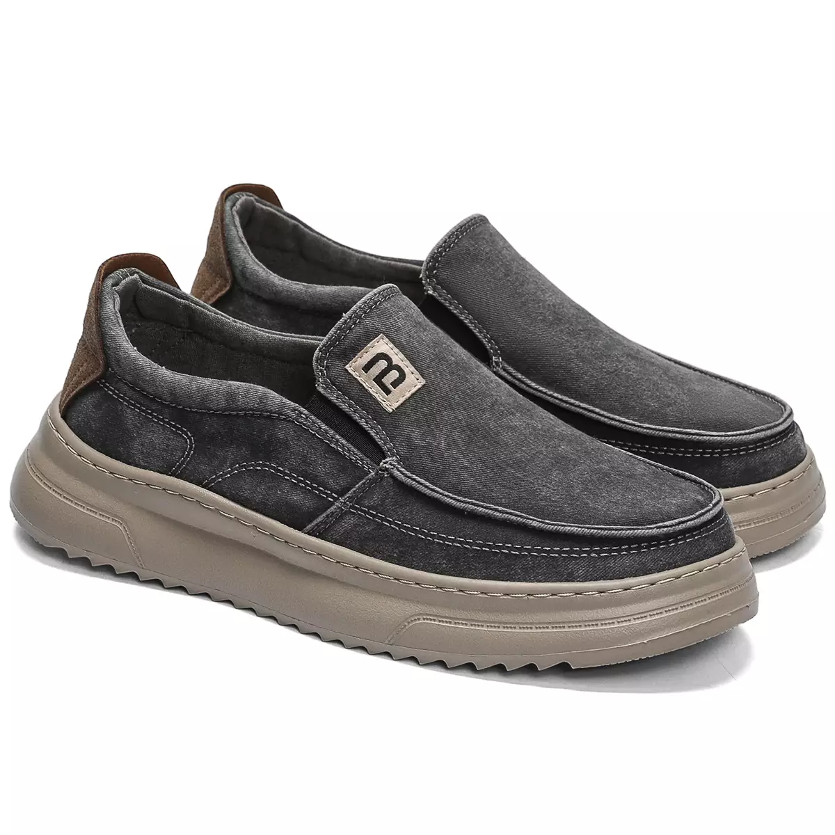 LURAD Sepatu Slip On Pria Polos Kanvas Simple Sneakers Cowok Slide Selop XK1122