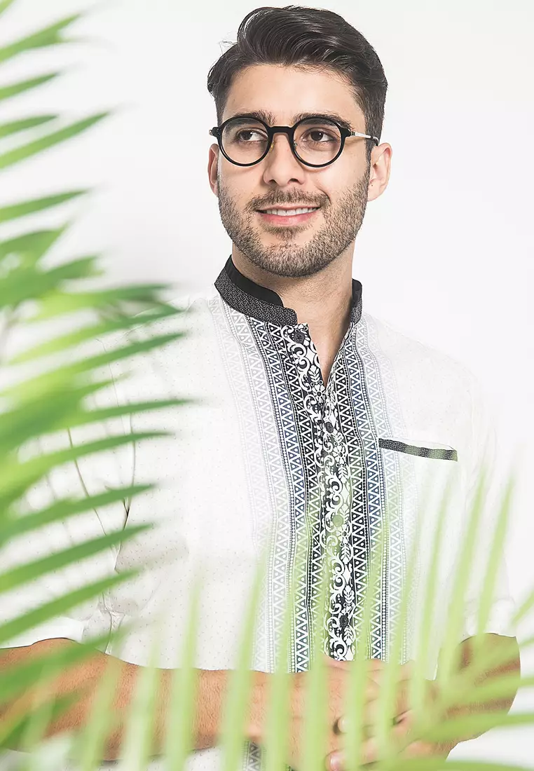 LGS - Kemeja Koko Pria - Lengan Pendek - Motif Digital Print Tengah - Putih - CSH.292.S1026K.322.C