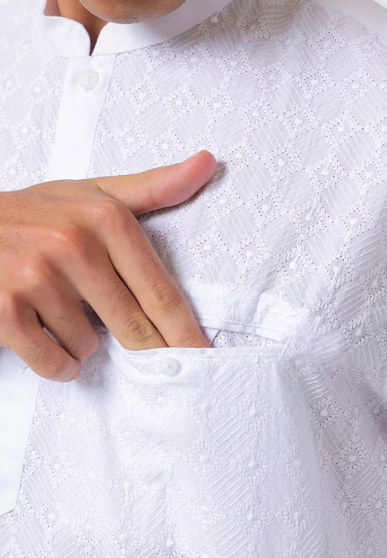 Kemeja Koko Pria Lengan Panjang SALMAN WHITE Baju Muslim Pria