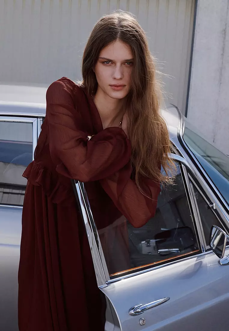 slim fit dress slacks Mango flowy long dress