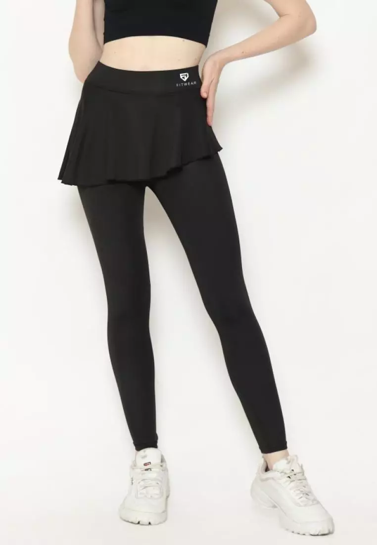 Fitwear - Rok + Legging Olahraga Wanita ELLERY LOPSIDED - BLACK