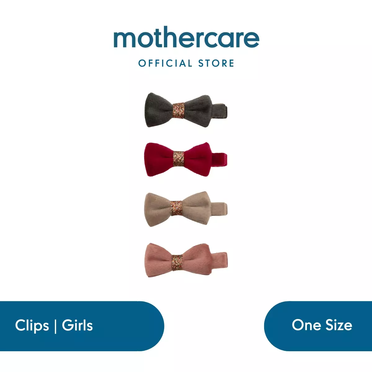 Mimi & Lula Christmas Velvet Bow Clips - Jepitan Rambut Anak Perempuan (Multi)