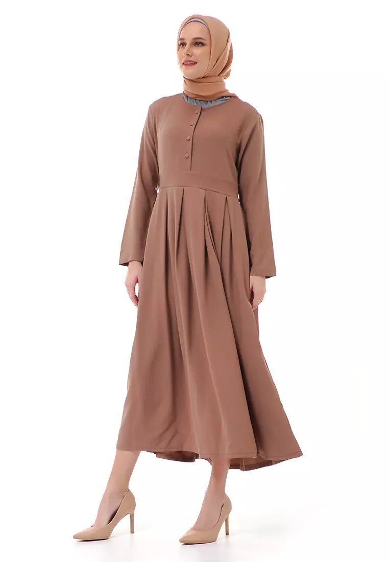 Enzy Dress Muslimah Wanita Lengan Panjang Regular Fit Premium High Quality - Milo